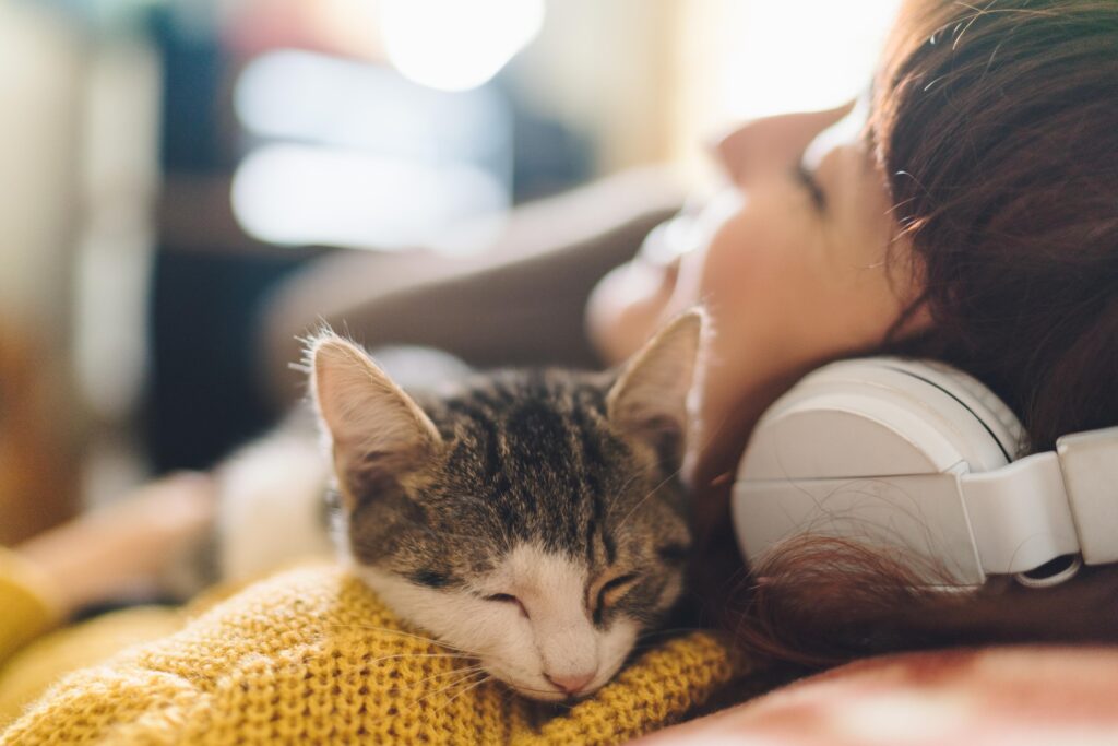 listening to music with cat.